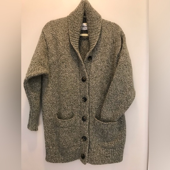 Wilfred Sweaters - WILFRED 
Shawl Collar Chunky Knit Cardigan Sweater - Olive Gray